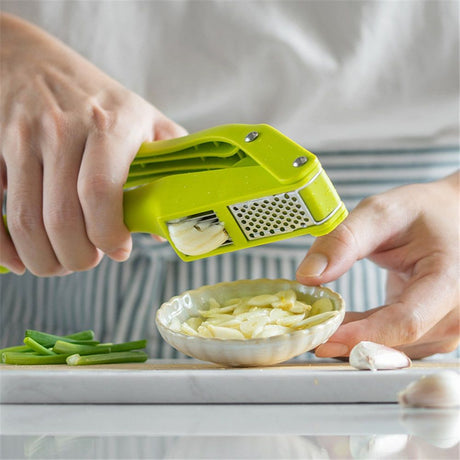 Easy Clean Garlic Press - Lightweight, Easy-to-Use Garlic Mincer & Crusher for Food Prep & Kitchen Accessories, Green