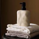 Modern Ceramic Soap Dispenser, Beige Speckled Finish, Black Pump Top, Refillable Liquid Container for Bathroom Kitchen(440 ml)