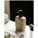 Modern Ceramic Soap Dispenser, Beige Speckled Finish, Black Pump Top, Refillable Liquid Container for Bathroom Kitchen(440 ml)