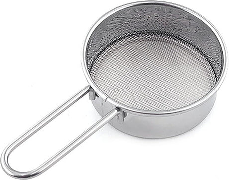 2pcs Small Strainer, Flour Colander Mini Small Flour Sifter for Baking Powder Sugar Coffee Pastas Tea,  Stainless Steel Food Strainer Mini Sifter with Handle