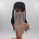 Tassel Veil Masks Women Headwear Face Chains Mask Masquerade Dance Party Costume Face Accessories Jewelry（silvery）