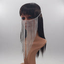 Tassel Veil Masks Women Headwear Face Chains Mask Masquerade Dance Party Costume Face Accessories Jewelry（silvery）