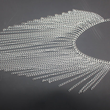 Tassel Veil Masks Women Headwear Face Chains Mask Masquerade Dance Party Costume Face Accessories Jewelry（silvery）