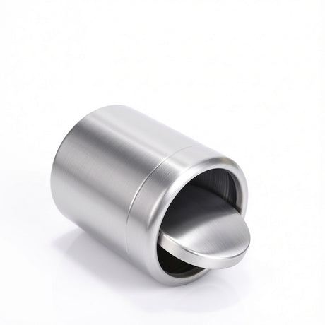 Covered trash cans, brushed stainless steel trash cans, cylindrical trash cans, bathroom, living room, office, kitchen trash cans (silver)