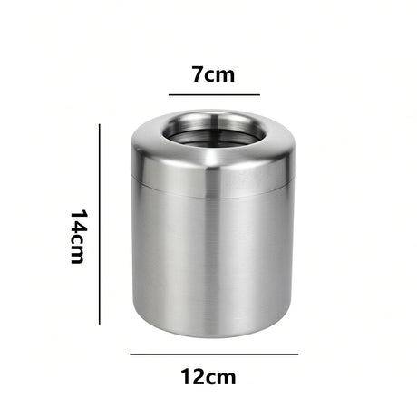 Covered trash cans, brushed stainless steel trash cans, cylindrical trash cans, bathroom, living room, office, kitchen trash cans (silver)