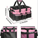 Cleaning storage bag with handle, shoulder strap storage, cleaning tool storage, cleaner and butler tote bag (pink)