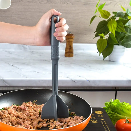 Meat patty grinder, salad mixer, mashed potatoes grinder, Ground Non Stick Mix Chopper, Potato Masher Tool（grey）