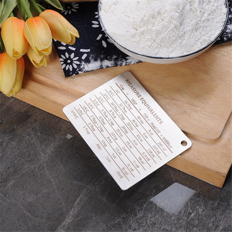 2pcs Measurement Conversion Chart Refrigerator Magnet,Stainless Steel Measure Equivalents Conversions for Cups, Tablespoons, Teaspoons, Fluid Oz and Milliliters