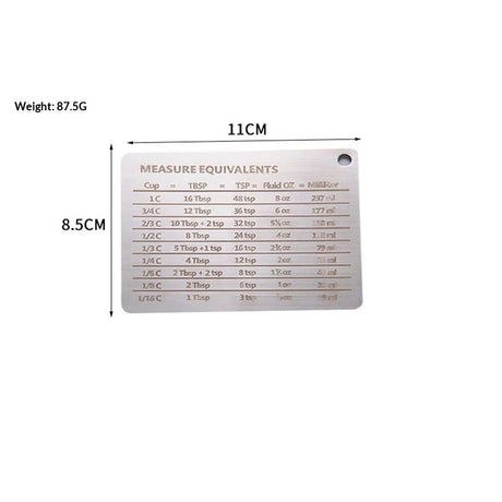 2pcs Measurement Conversion Chart Refrigerator Magnet,Stainless Steel Measure Equivalents Conversions for Cups, Tablespoons, Teaspoons, Fluid Oz and Milliliters