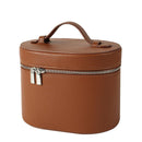 Makeup Bag Vanity Case with Divider and Handle, Aesthetic Makeup Bags, Waterproof PU Leather Toiletry Bag for Women Girls, Portable Cosmetic Organizer Bag (Brown)