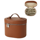 Makeup Bag Vanity Case with Divider and Handle, Aesthetic Makeup Bags, Waterproof PU Leather Toiletry Bag for Women Girls, Portable Cosmetic Organizer Bag (Brown)