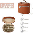 Makeup Bag Vanity Case with Divider and Handle, Aesthetic Makeup Bags, Waterproof PU Leather Toiletry Bag for Women Girls, Portable Cosmetic Organizer Bag (Brown)