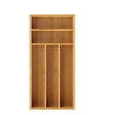 Bamboo Kitchen Drawer Silverware Organizer, Silverware Utensils Tray Holder for Small Drawer, Wood Caddy for Flatware Cutlery Knives 5-Slots