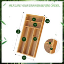 Bamboo Kitchen Drawer Silverware Organizer, Silverware Utensils Tray Holder for Small Drawer, Wood Caddy for Flatware Cutlery Knives 5-Slots