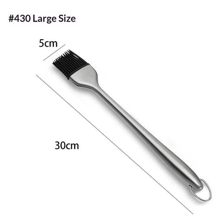 Stainless steel handle silicone barbecue oil brush seasoning brush high temperature resistant barbecue brush cake baking barbecue BBQ brush（30CM）