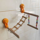 Wood Window Bird Perch Toy with Suction Cup, Climbing Ramp Ladder Platform, Enrichment Accessories Stuff for Parrot, Parakeet, Budgie, Cockatiel