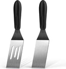 Stainless steel frying shovel, cooking small shovel, teppanyaki pancake scraper, steak cake shovel, creative kitchen tool（Solid+hollow shovel）