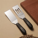 Stainless steel frying shovel, cooking small shovel, teppanyaki pancake scraper, steak cake shovel, creative kitchen tool（Solid+hollow shovel）