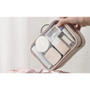 Travel Clear Toiletry Bag Makeup Bag, Cosmetics Case Toiletry Bag with Handle, Zipper Makeup Handbag Transparent Waterproof Large Capacity Storage Organizer for Women Girls（Pink）