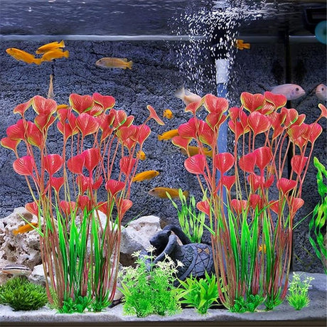 2pcs Grass Aquarium Fish Tank Landscape Plastic Water Grass Fish Tank Decoration Fake Water Grass Simulated Water Grass Ornament (Pink )