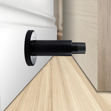 Door Stoppers - Heavy-Duty Adjustable Stoppers for Bottom, Top, and Wall of Door – Anti Break-in 304 Stainless Steel Door Stops with Rubber Buffers(Black)