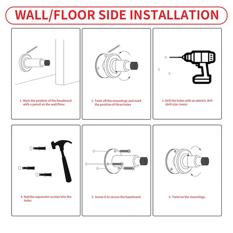 Door Stoppers - Heavy-Duty Adjustable Stoppers for Bottom, Top, and Wall of Door – Anti Break-in 304 Stainless Steel Door Stops with Rubber Buffers(Black)