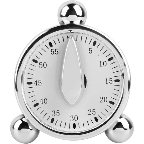 Baking Timer Mechanical Cooking Reminder 60 Minute Kitchen Timer, Silver Clockwork timer small alarm clock design