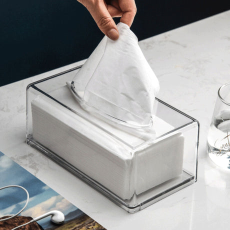 Clear Tissue Box Cover - Tissue Holder, Box Covers Rectangular, Napkin Dispenser for Home, Office, Restaurant, Kitchen, Bathroom Facial Napkin Box Holders（22X12X9CM）