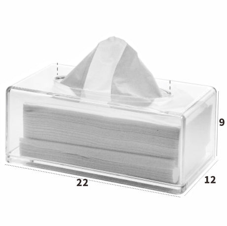 Clear Tissue Box Cover - Tissue Holder, Box Covers Rectangular, Napkin Dispenser for Home, Office, Restaurant, Kitchen, Bathroom Facial Napkin Box Holders（22X12X9CM）