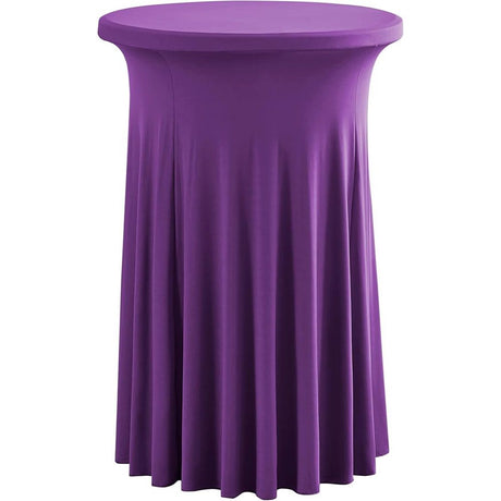Cocktail Table Covers with Ruffle Skirt Stretch Fitted Cocktail Tablecloth Linens for Round Tables Washable Decorative High Top Table Covers -  Purple（60*110cm）