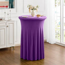 Cocktail Table Covers with Ruffle Skirt Stretch Fitted Cocktail Tablecloth Linens for Round Tables Washable Decorative High Top Table Covers -  Purple（60*110cm）