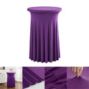Cocktail Table Covers with Ruffle Skirt Stretch Fitted Cocktail Tablecloth Linens for Round Tables Washable Decorative High Top Table Covers -  Purple（60*110cm）