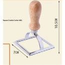 Zinc alloy edge flower biscuit mould Dim sum cake dumpling skin cake die cutter baking appliance Wooden Handles, Fluted Square Shapes,