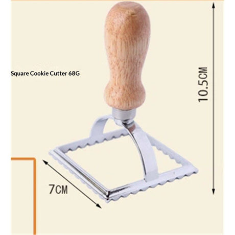 Zinc alloy edge flower biscuit mould Dim sum cake dumpling skin cake die cutter baking appliance Wooden Handles, Fluted Square Shapes,