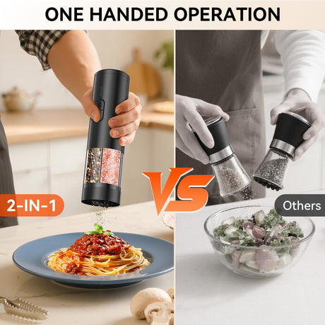 Electric salt and pepper grinder, touch operation accuracy grinding, household chef electric pepper grinder, Electric Salt and Pepper Grinder Set 2 in 1，