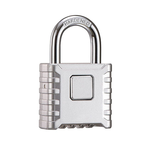 1-piece set of heavy-duty 4-digit password lock, one click unlock, error proof function, waterproof large outdoor padlock, suitable for school gym storage cabinets, fences, doors, storage units (silver)