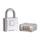 1-piece set of heavy-duty 4-digit password lock, one click unlock, error proof function, waterproof large outdoor padlock, suitable for school gym storage cabinets, fences, doors, storage units (silver)