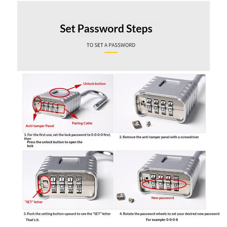 1-piece set of heavy-duty 4-digit password lock, one click unlock, error proof function, waterproof large outdoor padlock, suitable for school gym storage cabinets, fences, doors, storage units (silver)