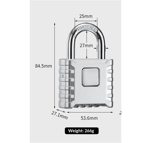 1-piece set of heavy-duty 4-digit password lock, one click unlock, error proof function, waterproof large outdoor padlock, suitable for school gym storage cabinets, fences, doors, storage units (silver)