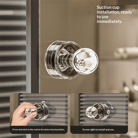 2pcs Powerful Suction Cup Glass Mirror Door Handle, Refrigerator Drawer Bathroom Wall armrest, Bathtub Shower Handle Kitchen Drawer Cabinet knob Suction Cup（Transparent small size）