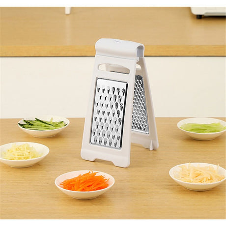 Professional Cheese Grater, Stainless Steel Foldable Food Grater with Non Slip Handle, Multi-Functional Handheld Shredder for Cheese, Potatoes, Vegetables（white）
