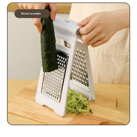 Professional Cheese Grater, Stainless Steel Foldable Food Grater with Non Slip Handle, Multi-Functional Handheld Shredder for Cheese, Potatoes, Vegetables（white）