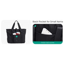 Tote Bag for Women, Foldable Tote Bag With Zipper Travel Large Shoulder Bag Handbag for Work（Black）