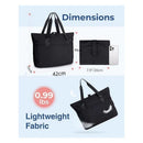Tote Bag for Women, Foldable Tote Bag With Zipper Travel Large Shoulder Bag Handbag for Work（Black）