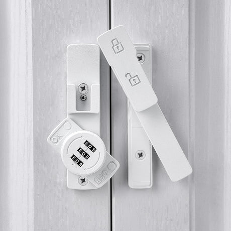 White 180 Degree Barn Door Lock,Mechanical Password Lock,3 Digit Password Keyless,Flip Latch with Combination,Protect Privacy,for Barn Door,Cabinets,Windows,Garden,Bathroom