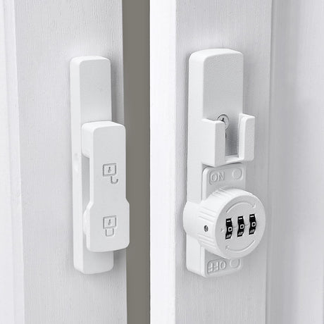 White 180 Degree Barn Door Lock,Mechanical Password Lock,3 Digit Password Keyless,Flip Latch with Combination,Protect Privacy,for Barn Door,Cabinets,Windows,Garden,Bathroom