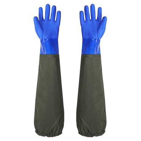 Aquatic, seafood, fishing gloves, dishwashing, car washing, extended anti slip, wear-resistant, waterproof, acid alkali resistant, and cutting protective gloves（blue）