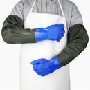 Aquatic, seafood, fishing gloves, dishwashing, car washing, extended anti slip, wear-resistant, waterproof, acid alkali resistant, and cutting protective gloves（blue）