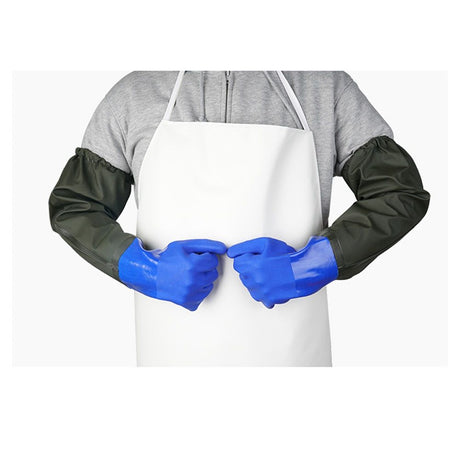 Aquatic, seafood, fishing gloves, dishwashing, car washing, extended anti slip, wear-resistant, waterproof, acid alkali resistant, and cutting protective gloves（blue）
