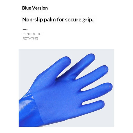 Aquatic, seafood, fishing gloves, dishwashing, car washing, extended anti slip, wear-resistant, waterproof, acid alkali resistant, and cutting protective gloves（blue）